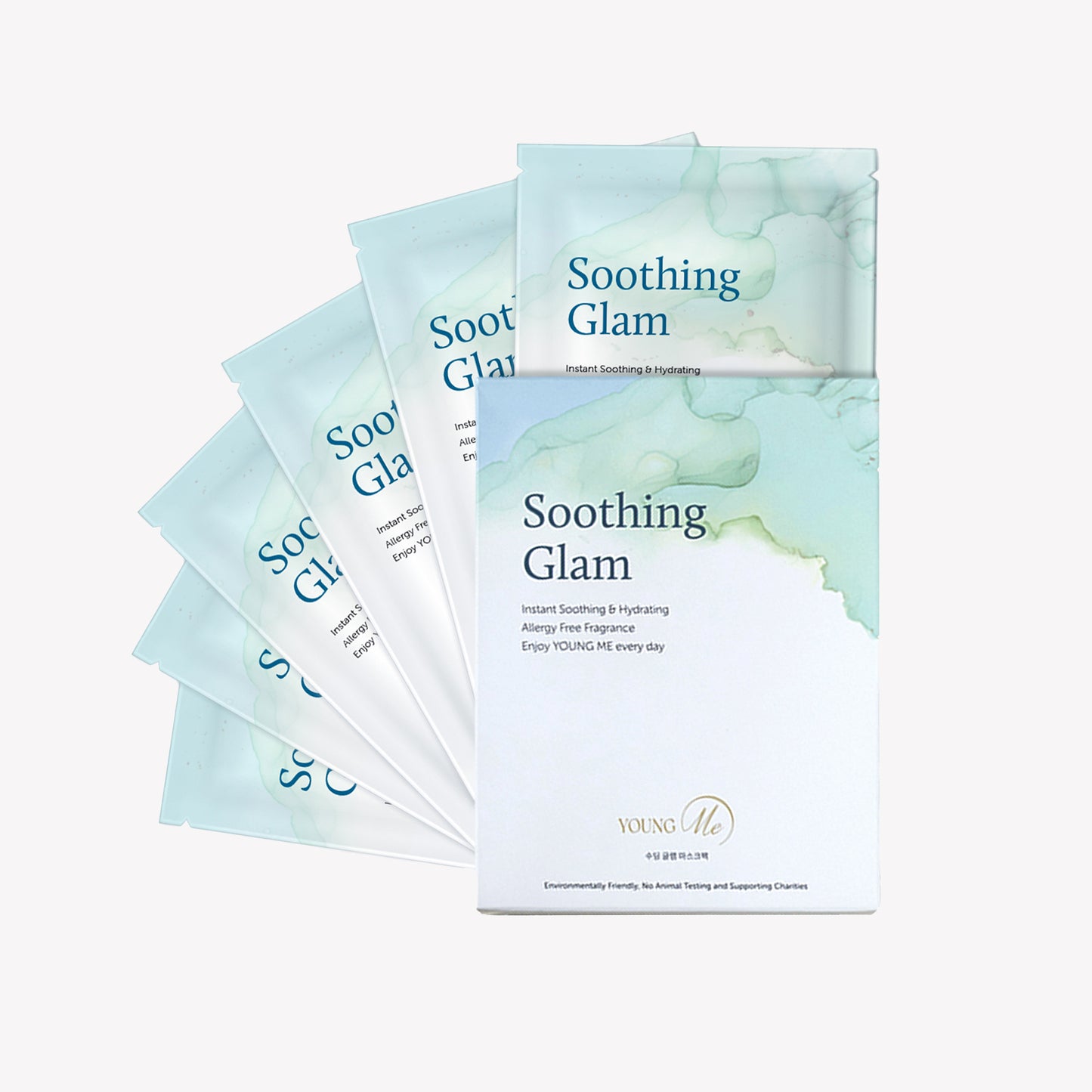 YOUNGME Soothing Glam UVIR Skincare Advanced K-Beauty Sheet Mask - Hydrating, Soothing, and Restoring Hypoallergenic Face Mask for All Skin Types with Aloe Vera and CICA